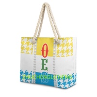 Sac fourre-tout en toile réutilisable de haute qualité pour femmes, motif corde de chanvre, collection TOP LADIES OF DISTINCTION TLOD, idéal pour le shopping ou comme sac de week-end.