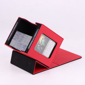 Caja de cartas de cuero PU personalizada para juegos de mesa, con diseño de bandeja para dados y exhibición de mando, caja doble para cartas. - Product Image 6