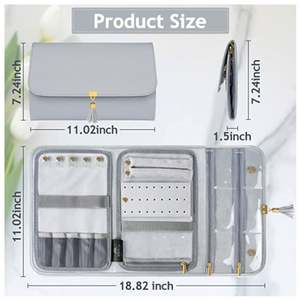 Organizador de Joyas de Viaje para Mujer, Bolsa Enrollable de Cuero Portátil para Guardar Joyas, Estuche Tipo Sobre para Collares - Product Image 4