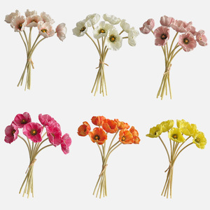 Fiori Finti di Papavero a 7 Teste, Realistici al Tatto, per Decorazioni Matrimoni <span class=keywords><strong>e</strong></span> Hotel, Modello A24-2-2, con Effetto Goffrato <span class=keywords><strong>e</strong></span> Idratante - Product Image 2