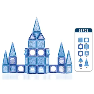 Samtoy 52PCS DIY教育3D城堡Juguetes建筑积木瓷砖套装儿童磁性积木