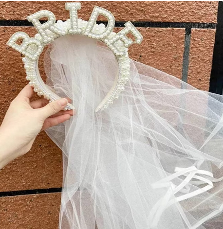 Украшения для девичника, оголовье со стразами, со съемной вуалью, для подружки невесты
