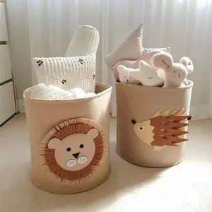 High appearance and large capacity dirty clothes storage basket, cartoon animal felt toy storage bucket, washable storage basket