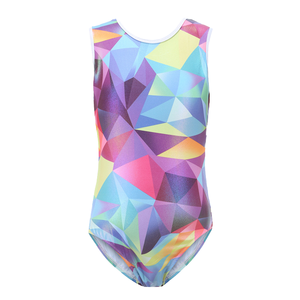 Justaucorps de gymnastique sans manches en polyester pour filles, imprimé personnalisé, design en relief, pour la formation de ballet et les compétitions de danse pour enfants - Product Image 1