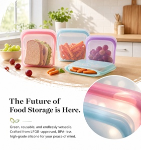 Sacs de conservation alimentaire en silicone pliables, écologiques, à double fermeture, personnalisables, pour congélateur et cuisine - Product Image 4