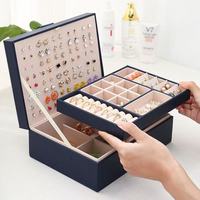 Boîte à bijoux de style nordique grande capacité, double couche, organisateur de boucles d'oreilles, bagues et colliers, étui de rangement pour femmes, cadeau