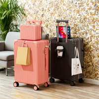 Élégant Ensemble de Bagages Cabine 20-14 Pouces Léger et Durable Valise Rigide avec Roues Pivotantes Trousse de Maquillage Approuvée par les Compagnies Aériennes