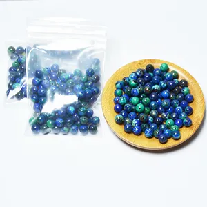 Dongguanada Factory Direct Beste Qualität Runde Perlen 6mm Für Armband herstellung Azurit Malachit Tumble Stone Lose Perlen