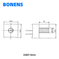 Potentiomètre de réglage de précision en céramique Bonens 3386T-8mm à une seule rotation - Série 3386 10-5M Tolerance 10% Réglage par le haut