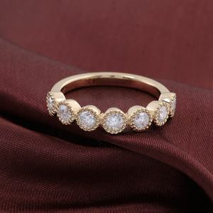 Anillo de Diamante Cultivado en Laboratorio de Oro Amarillo de 10K, Regalo de Aniversario de Bodas, Joyería Fina, Anillo Personalizado de Media Luna Redonda para Uso Diario - Product Image 2