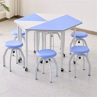 Table d'entraînement hexagonale color-block modulaire avec fente pour support de tablette pour salle de classe et réunion