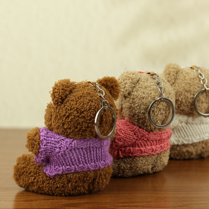 Oyuncak ayı peluş oyuncak bebek kazak kolye özel OEM ODM anahtarlıklar PP pamuk dolması hayvan oyuncaklar örgü astar promosyon hediye - Product Image 3