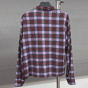 Streetwear à la mode décontracté boutonné T-shirts hommes surdimensionné strass à manches longues t-shirt personnalisé flanelle coton chemise à carreaux - Product Image 2