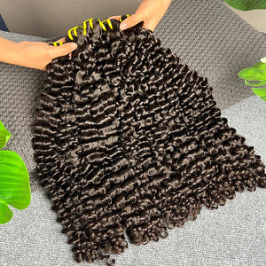 Натуральные вьетнамские необработанные, необработанные, выровненные, необработанные, глубокие вьющиеся индийские волосы, пучки вьющиеся человеческие волосы, поставщик - Product Image 1