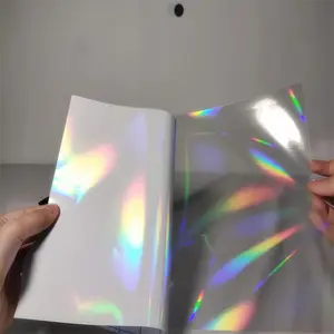 Película de Superposición Holográfica A4, Hoja de Vinilo para Laminación en Frío, Adhesivo Autoadherible Transparente con Diseño de Estrella Holográfica - Product Image 1