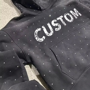 เสื้อฮู้ดดี้สตรีทแวร์ประดับเพชรทั้งตัว แบบยูนิเซ็กส์สำหรับผู้ชาย สกรีนลายแบบ DTG ผ้าฟลีซหนานุ่ม เก็บความร้อน ซักแบบเฟดวอช - Product Image 3