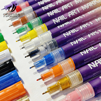 Lot de 12 stylos à pointe oblique pour nail art, séchage rapide, effaçables 3D, longue tenue, pour points et lignes, DIY, maison et salon