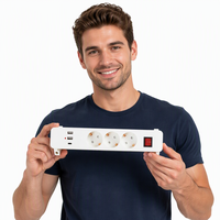 Multiprise fixe allemande 3 voies 16A avec protection enfant et interrupteur, avec 3 ports USB (2A+1C) Type C à charge rapide, fixation sur table