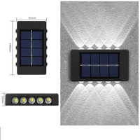 Lampe murale solaire à 8 LED double direction, éclairage chaud blanc vers le haut et vers le bas, lampe solaire extérieure pour clôture de jardin, patio, balcon