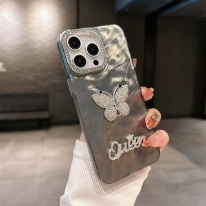 25005 bướm thư PC trường hợp khó khăn cho Apple 12 13 Promax điện thoại kim cương Ống kính bảo vệ khung Tương thích iPhone 11 12 13 - Product Image 2