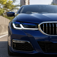 Phares LED style LCI pour BMW Série 5 G30 2021-2023, avec cadre bleu, feux de jour DRL bicolores, kit de modernisation et de rétrofit