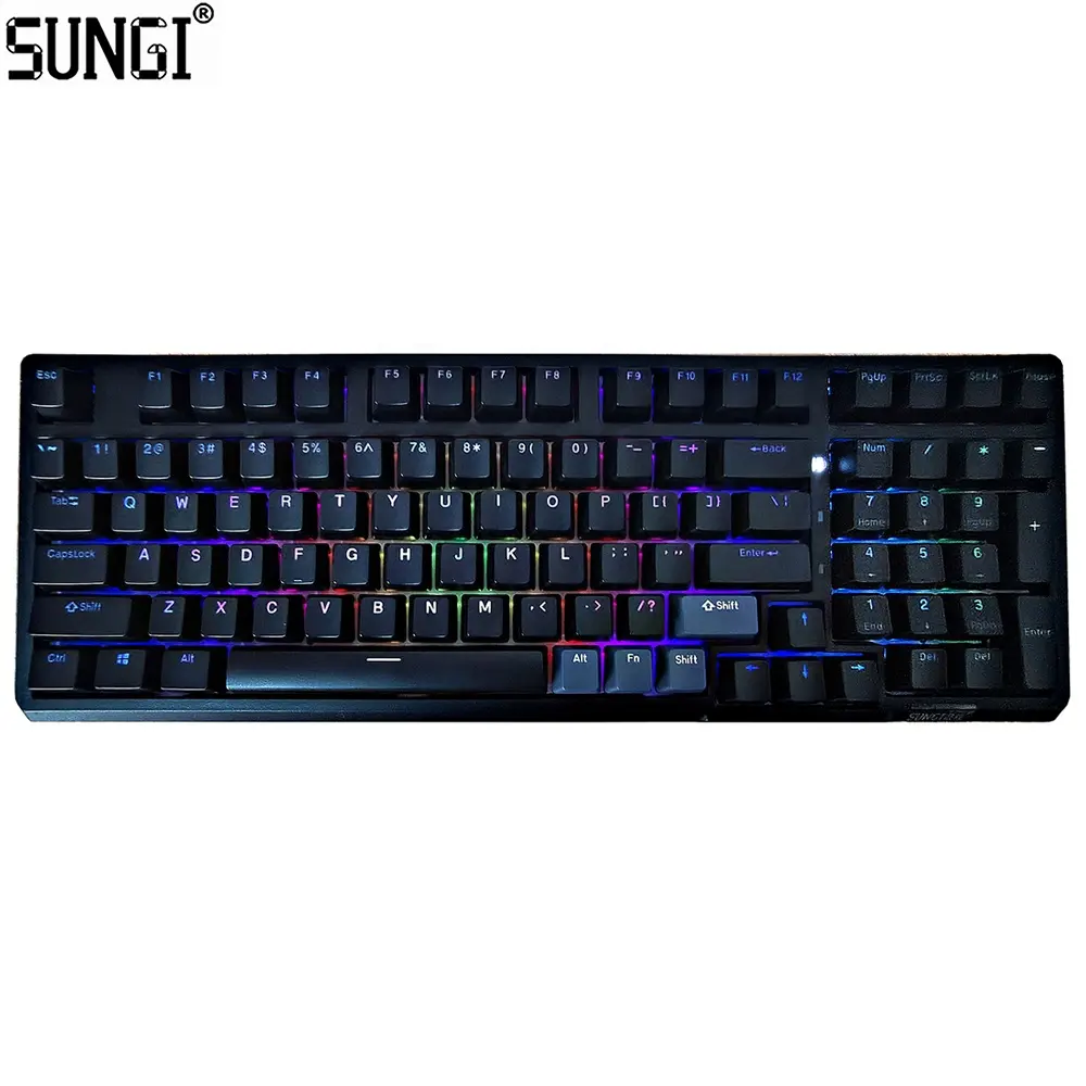 Wireless Rechargeable Battery Bluetooths Mechanical Keyboard LED Rainbow Backlight Gaming Keyboard with Numeric Keypad
