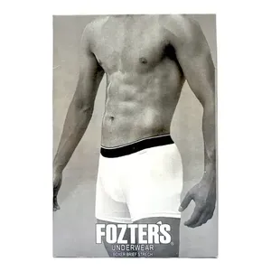Fozters – Lot de 10 boxers mi-hauts pour homme, 100 % coton tissé respirant, design uni avec ceinture à logo, taille adulte, blanc uni - Product Image 3