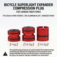 Bouchon de compression super léger pour casque de vélo, plage d'expansion 23-25,5 mm, boulon de capuchon d'expansion pour tube de direction en carbone