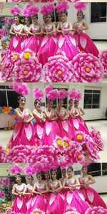 Mujeres Sexy carnaval <span class=keywords><strong>baile</strong></span> de apertura vestido flor rosa de gran oscilación faldas show traje <span class=keywords><strong>ropa</strong></span> de rendimiento - Product Image 6