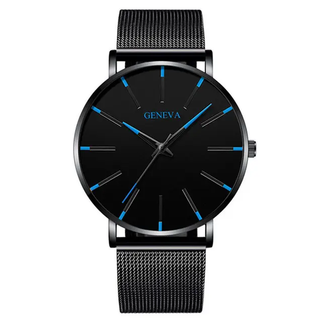 wholesale Factory supplies custom brand GENEVA Luxury Fashion Quartz Stainless steel Wrist watches for men 2021