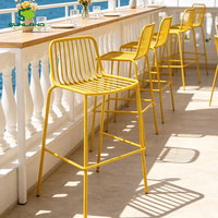 Tabouret de bar moderne en fil métallique, chaise de bar commerciale empilable en fer, tabouret de comptoir haut pour café, bistrot, restaurant, hôtel