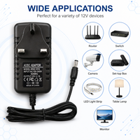 Chargeur mural personnalisé avec protection contre les surintensités, 12V 1A 12W, prise UK 5.5x2.5mm, adaptateur secteur AC/DC pour éclairage sous armoire
