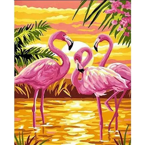 Lukisan Flamingo dengan angka cat hewan dengan nomor gambar gambar DIY lukisan minyak di kanvas cat Digital kerajinan dinding
