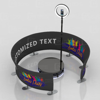 Support de fond de scène en aluminium à montage rapide avec logo personnalisé, barrière circulaire 360° avec ouverture de 3 pieds pour événements et photographie