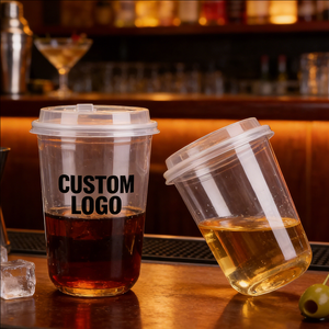 Gobelets à vin et à cocktail en plastique personnalisés de 32 oz (500 ml) à paroi simple de 90 mm avec couvercles pour les événements festifs - Product Image 2