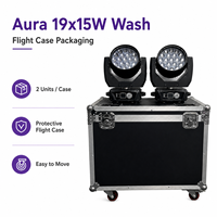 Luz Móvil LED Aura 19x15W RGB Wash con Zoom, Control DMX512/Activación por Sonido, Clasificación IP33, Acero Inoxidable, 50000 Horas de Duración, para Escenarios