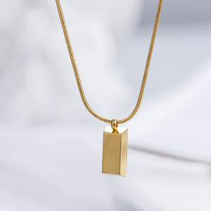 Barra de ladrillo de oro Lingote Personalizar Collar Lucky Cube <span class=keywords><strong>bar</strong></span> Lingotes Collares Barra de oro Hiphop Colgante Collar de cadena para hombres - Product Image 1