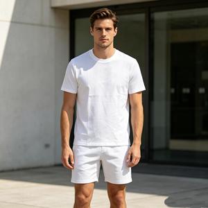 Camiseta de hombre, oversize, cuello redondo, manga corta, color sólido, algodón, estilo casual, corte regular, longitud normal, camiseta blanca para hombre - Product Image 2
