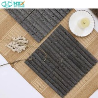 Carreaux muraux cannelés en pierre volcanique naturelle HZX Revêtement vertical en roche de lave rainuré Panneaux de marbre résistants au feu