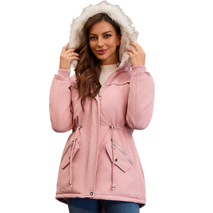 <span class=keywords><strong>Parka</strong></span> à capuche avec garniture en fourrure pour femmes manteau matelassé mi-long veste d'hiver <span class=keywords><strong>doublée</strong></span> en <span class=keywords><strong>polaire</strong></span> isotherme chaud rembourré vêtements d'extérieur d'automne - Product Image 1