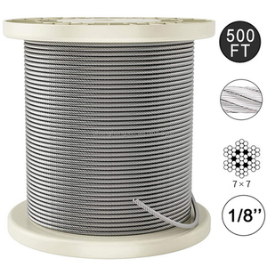 Câble en acier inoxydable 7x7 de qualité marine pour garde-corps de pont, câble d'avion, fil de 1/8 po, 500 pieds, câble en acier inoxydable T316 7*7 - Product Image 2