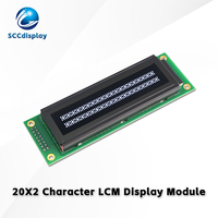LCD Karakter Rusia JXD2002A-IIC VA Antarmuka IIC/I2C Negatif Putih dengan Lampu Latar 20*2 Modul Tampilan LCM Dot Matrix