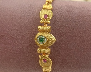 DIVYORO Vintage Inspired Gold <b>Bracelet</b> with Central Teardrop Stone Gold Plated <b>Copper</b> Brass Fashion Jewelry for Women Wedding - Product Image 2