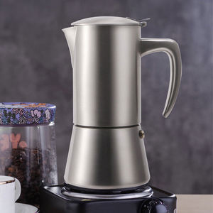 Pot Moka italien personnalisé moderne en acier inoxydable double valve machine à espresso avec poignée <span class=keywords><strong>grande</strong></span> <span class=keywords><strong>capacité</strong></span> - Product Image 4