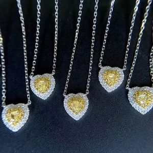 Xinfly 18K Gold 0.23CT Natural Yellow Diamond Heart Shape Pure Charm Chain Pendant for <b>Couples</b> Necklace Custom - Product Image 4