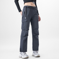 Pantalon cargo vintage pour femme, multi-poches, coupe droite, idéal pour le sport en plein air, la randonnée, la course à pied, coupe-vent, en fibre de polyester, longueur intégrale