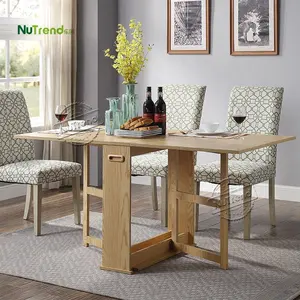 저렴한 북유럽 공간 절약 컴팩트 아파트 현대 나무 작은 접이식 직사각형 식당 테이블 확장 가능한 주방 테이블