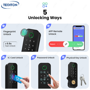 Tediton IP66 không thấm nước ngoài trời cổng tự động thông minh rim Ổ Khóa cửa kỹ thuật số bàn phím khóa điện tử với tuya ttlock ứng dụng - Product Image 2
