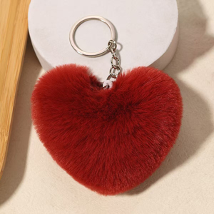 Vente en gros d'usine : Porte-clés en peluche Cœur, Porte-clés en fourrure moelleuse, Accessoires pompon Saint-Valentin, Mini peluches pour machine à griffes - Product Image 5
