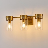 Appliques murales de salle de bain modernes à 3 lumières, finition laiton, 20 pouces, verre cylindrique transparent, LED à intensité variable, avec douille E26, OEM